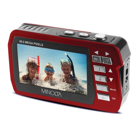 MINOLTA 48.0-Megapixel Waterproof Digital Camera (Red) MN40WP-R